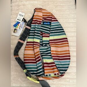 NWTs: KAVU Multicolor Striped sling rope Bag